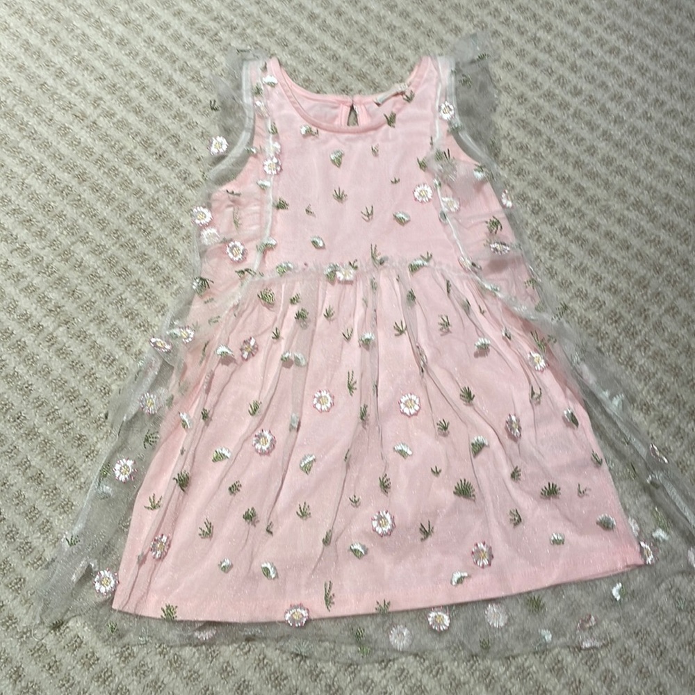 *NEW* BEAUTIFUL PINK DRESS WITH FOORAL TULLE OVERLAY
